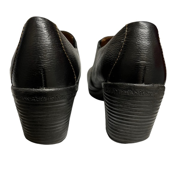 Bolo Black Leather Chunky Heel Booties Size 9 - Picture 5 of 9